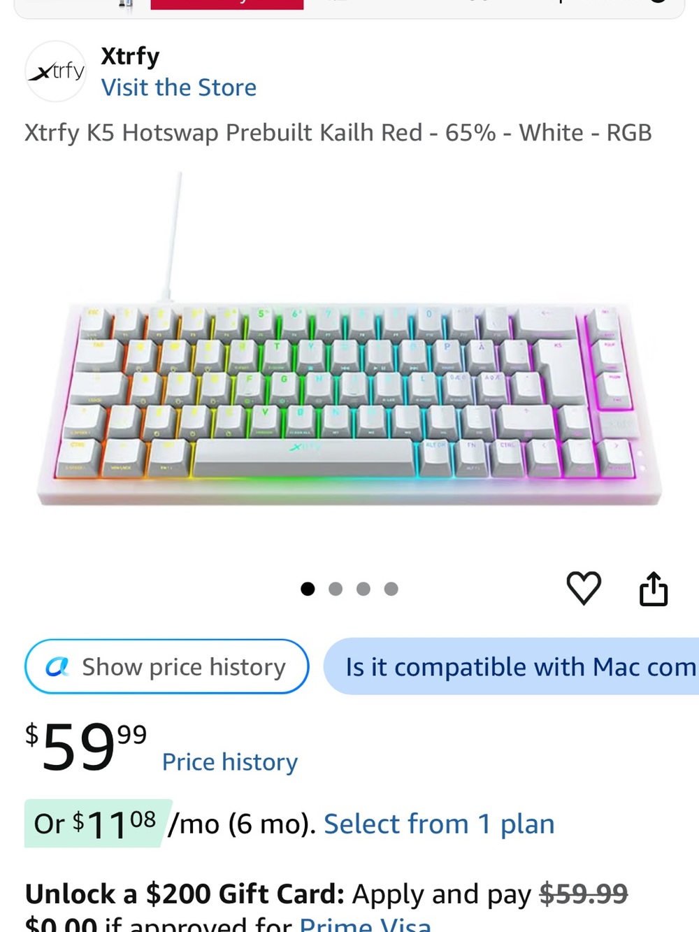 Xtrfy K5 Compact Gaming Keyboard - White with RGB
